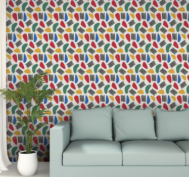Kleurrijk vormpatroon geometrisch behang - TenStickers