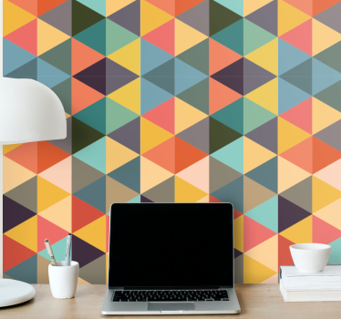 Kleurrijke driehoeken geometrisch behang - TenStickers