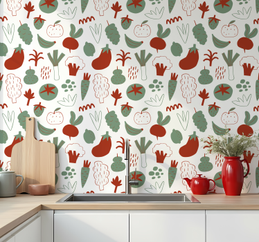 Kleurrijke groenten keuken behang - TenStickers