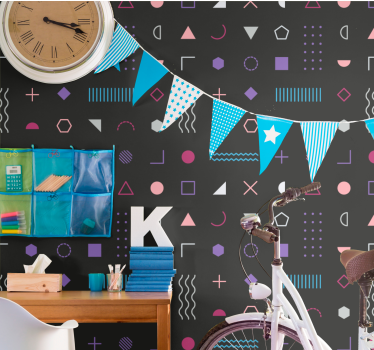 Kleurrijke vormen geometrisch behang - TenStickers