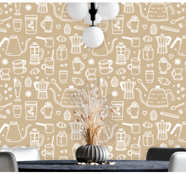 Koffie motief patroon behang keuken - TenStickers