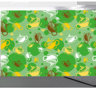 Koffiekopjes collectie keuken behang - TenStickers