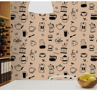 Koffiemotief keuken behang - TenStickers