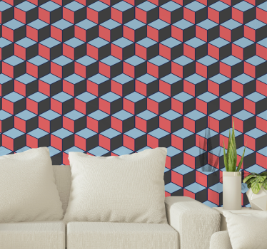 Kubieke illusie geometrisch behang - TenStickers
