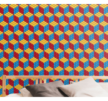 Kubusvormig patroon geometrisch behang - TenStickers