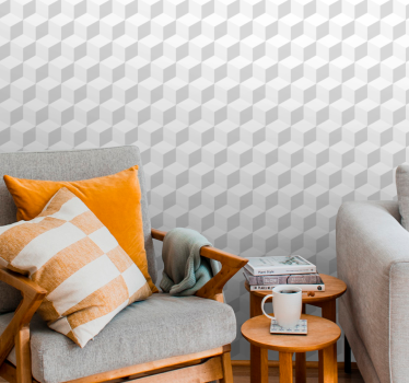 Kubusvormige textuur geometrisch behang - TenStickers