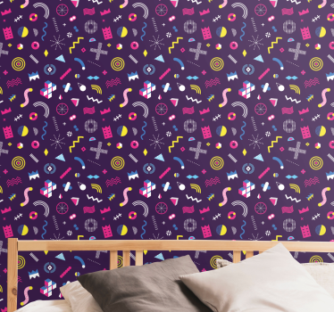 Levendige retrovormen geometrisch behang - TenStickers