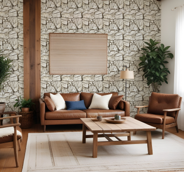 Licht beige behang stenen - TenStickers