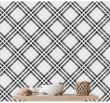 Lineair ruitpatroon geometrisch behang - TenStickers