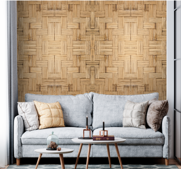Mandvlechtpatroon hout behang - TenStickers