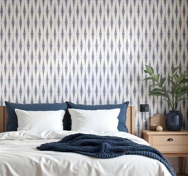 Marineblauwe rabaul ikat geometrisch behang - TenStickers