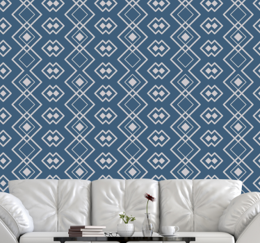Diamantblauw raster geometrisch behang - TenStickers