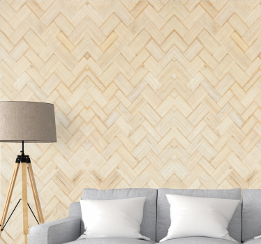 Hout behang met visgraatstructuur - TenStickers