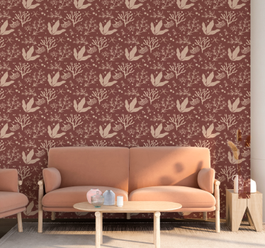 Onderzeese planten terracotta behang - TenStickers