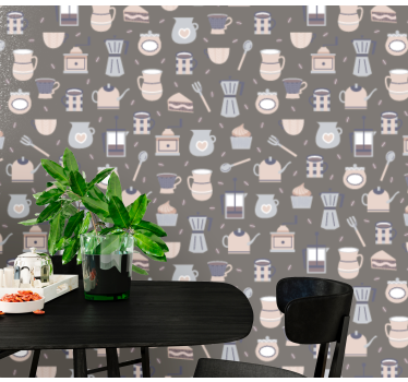 Ontwerp met cafémotief keuken behang - TenStickers