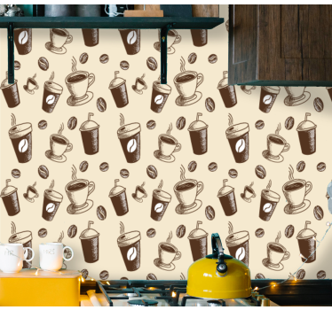 Ontwerp met koffiemotief keuken behang - TenStickers