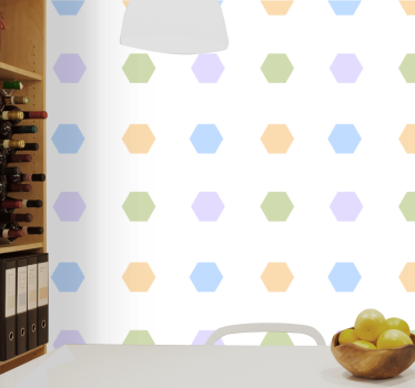 Pastelkleurige zeshoeken geometrisch behang - TenStickers