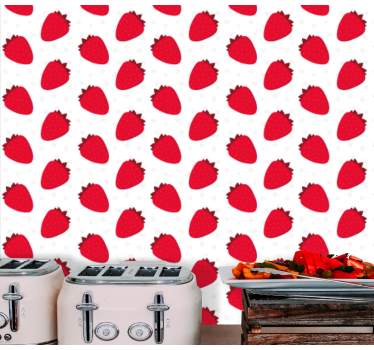 Patroon van rode bessen keuken behang - TenStickers