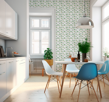 Potgroen patroon keuken behang - TenStickers