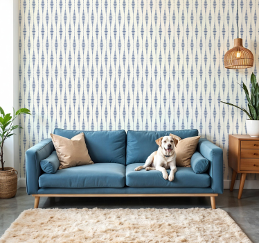 rabaul ikat blauw en beige geometrisch behang - TenStickers