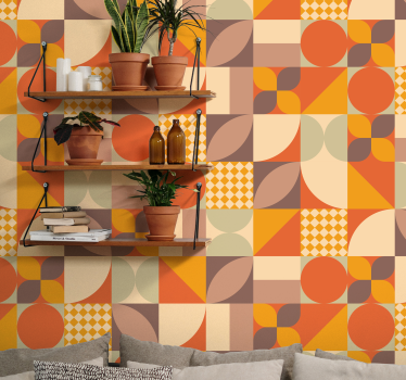 Retro geometrische vormen geometrisch behang - TenStickers