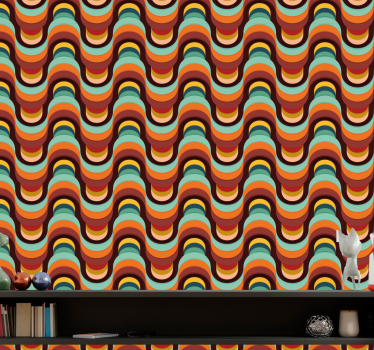 Retro golvenpatroon geometrisch behang - TenStickers