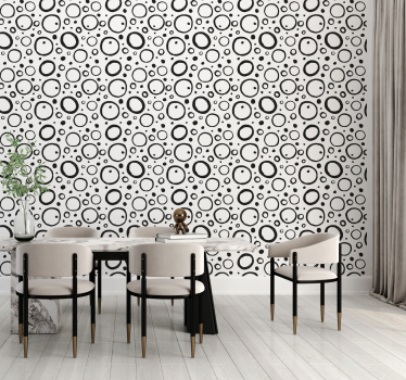 Rondjes behang Zwarte abstracte bubbels - TenStickers