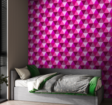 Fuchsia geometrisch roze slaapkamer behang tienerkamer - TenStickers