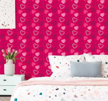 Fuchsia harten roze behang - TenStickers
