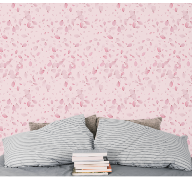 Roze bloemblaadjescascade behang  - TenStickers