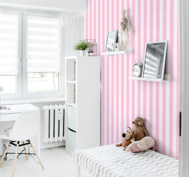 Roze gestreept verticale lijnen kinder slaapkamer behang - TenStickers