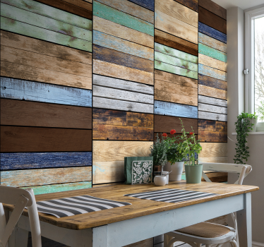 Rustiek plankontwerp hout behang - TenStickers