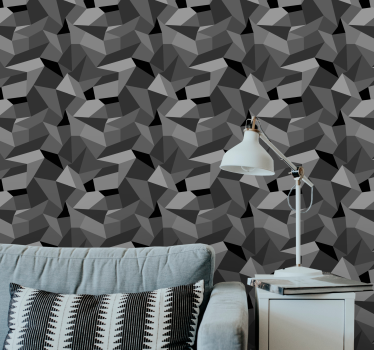 Scherpe grijze vormen geometrisch behang - TenStickers