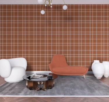 Schotse vierkanten terracotta behang - TenStickers