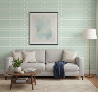 Bakstenen behang groen elegant patroon - TenStickers