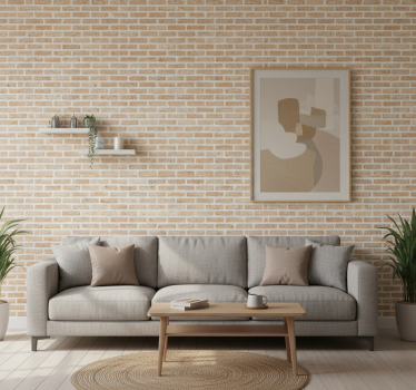 Bakstenen behang met licht horizontaal patroon - TenStickers