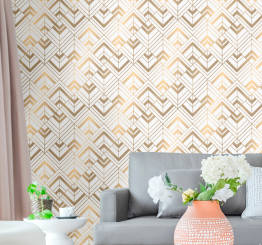 Stijlvol wit en gouden motief geometrisch behang - TenStickers