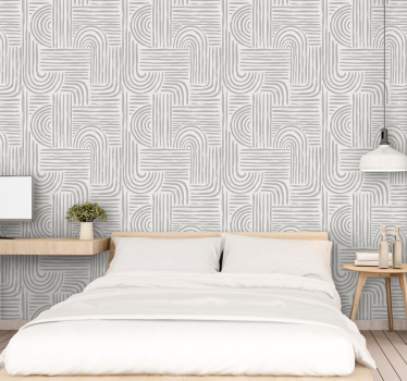 Stijlvolle gebogen lijnen geometrisch behang - TenStickers