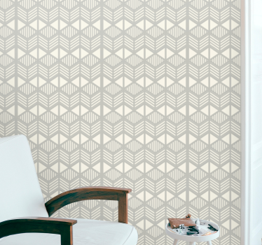 Neutraal chevron-raster geometrisch behang - TenStickers