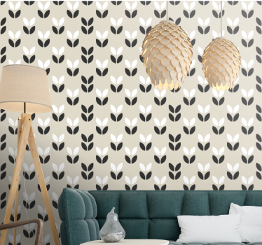 Symmetrisch bladpatroon geometrisch behang - TenStickers