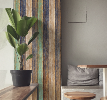 Kleurrijk verweerd ontwerp hout behang - TenStickers