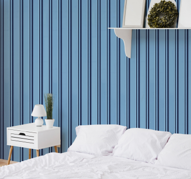 Verticale blauwe strepen behang print - TenStickers