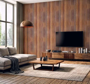 Verticale houten planken fotobehang woonkamer - TenStickers