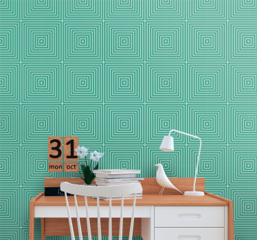 Vierkant spiraalpatroon geometrisch behang - TenStickers