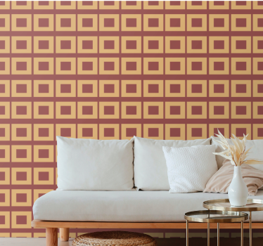 Retro geometrische blokken behang vierkant - TenStickers
