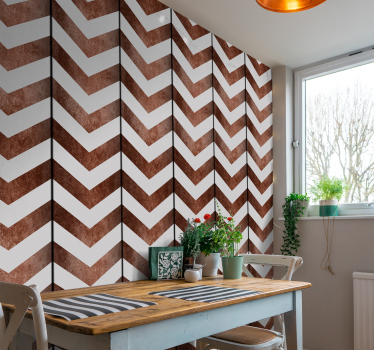Visgraatstructuurpatroon geometrisch behang - TenStickers