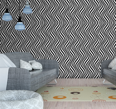 Vloeiend zwart-wit patroon geometrisch behang - TenStickers