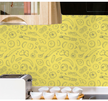 Vruchtbare schetsen keuken behang - TenStickers
