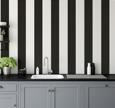 Witte en zwarte strepen keuken behang - TenStickers