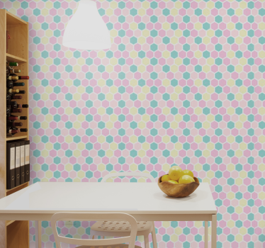 Zeshoekig patroon geometrisch behang - TenStickers